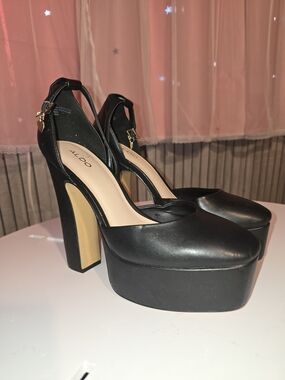 ALDO Black Platform Block Heel Pumps